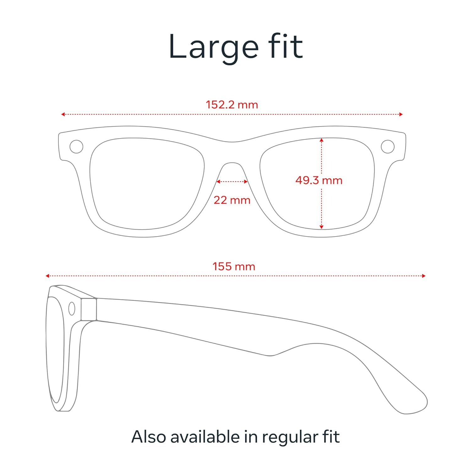 Ray-Ban Meta (Gen 1), Wayfarer, Large Shiny Black - Image 2